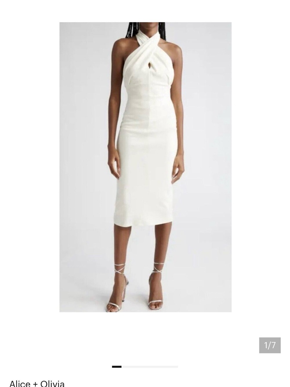 Alice + Olivia Cream Halter Neck Midi dress